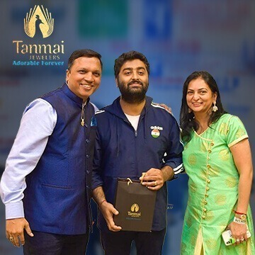 Arijit Singh featured wearing or showcasing jewelry as part of the Tanmai Jewelers celebrity collection